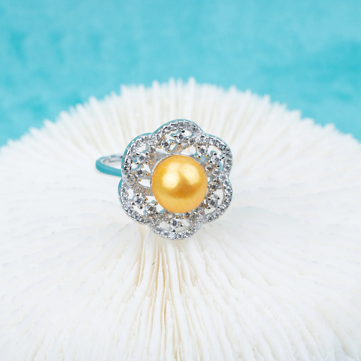 R030524 DIY 7-8mm Natural Freshwater Pearl Ring Accessory 925 Sterling Silver Adjustable Size Engagement Jewelry Ring for Women MegaBDM