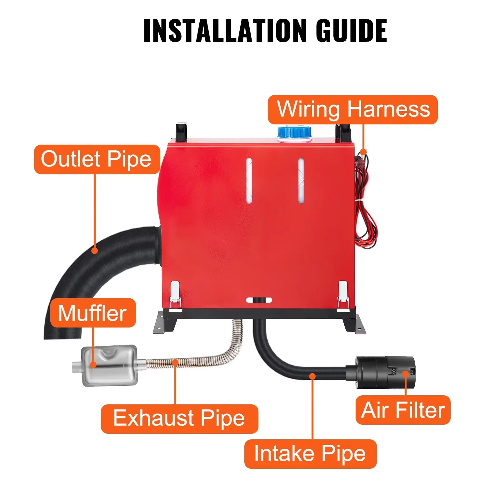 SIHAO 2026 Hot Sale EU Ready Stock Diesel Air Heater All in One 8KW 12V Floor Mount with Muffler Diesel Parking Heater