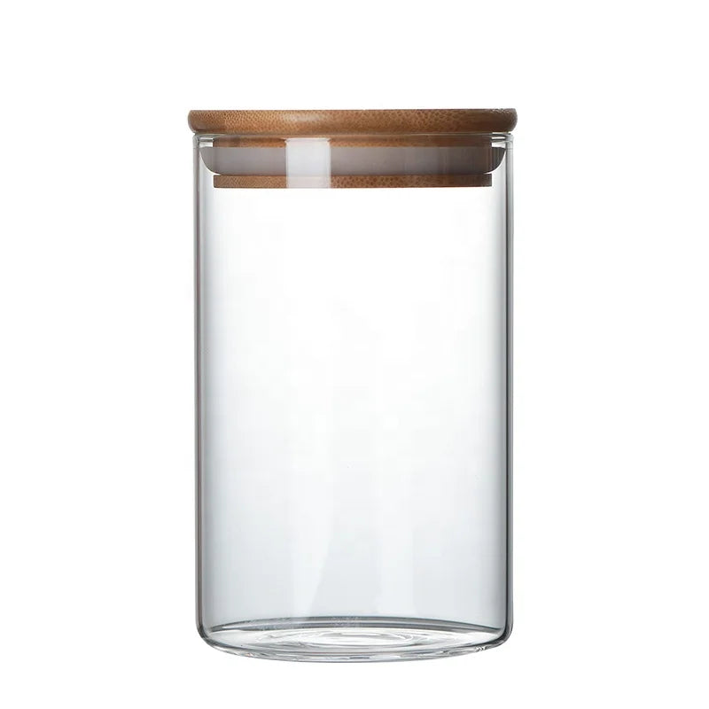Glass Spice Jars New Design Spice Bottle Jar Unique clear Spice Jars with Bamboo Lid