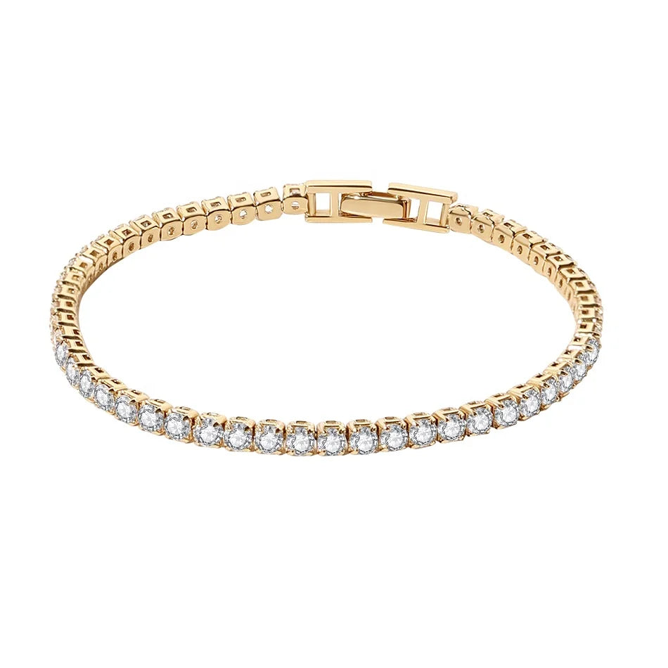 Nagosa Sparkle 18k 14k Gold Vermeil 925 Sterling Silver Cubic Zirconia Tennis Bracelets