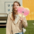 Handheld Folding Paper Fans Assortment Round Paper Hand Fan for Wedding Birthday Party Supply Decoration