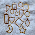 Geometric Hollow Charms Open Bezel Pendants Pressed Flower Frame Charm Blanks Gold Plated Alloy Classic