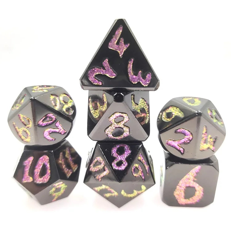 Game Store Hot Sale Black RPG Polyhedral Metal DND Dice Set Custom Logo Fun Outdoor Board Game Playing Tool