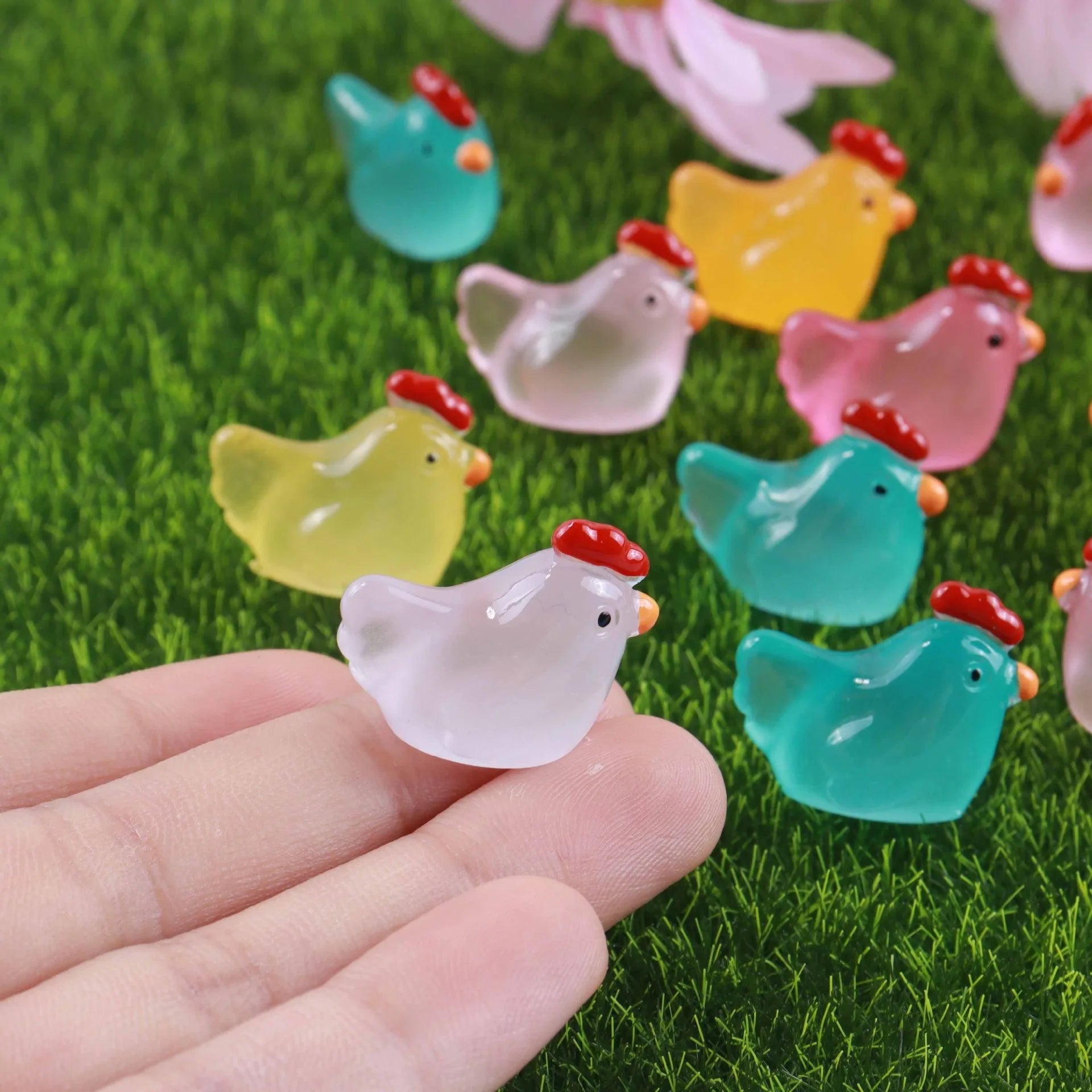 Wholesale Transparent Chicken  Luminous Chicken DIY Jewelry Phone Earrings Hair Clip Accessories
