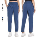 Girls Solid Skin-Friendly Slim Casual Trousers Gym Running Fitness Sportswear High Waist Straight Leg Yoga Pants Front Pockets