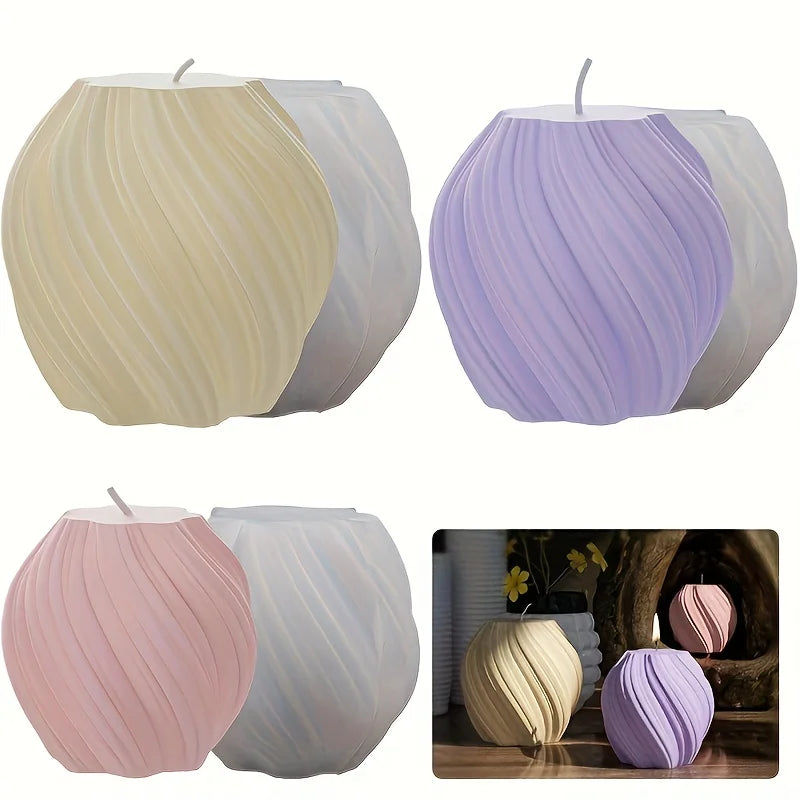 3-piece Set of Rotating Striped Candles Silicone Mold Candles Handcrafted Home Decoration and Festival Souvenirs