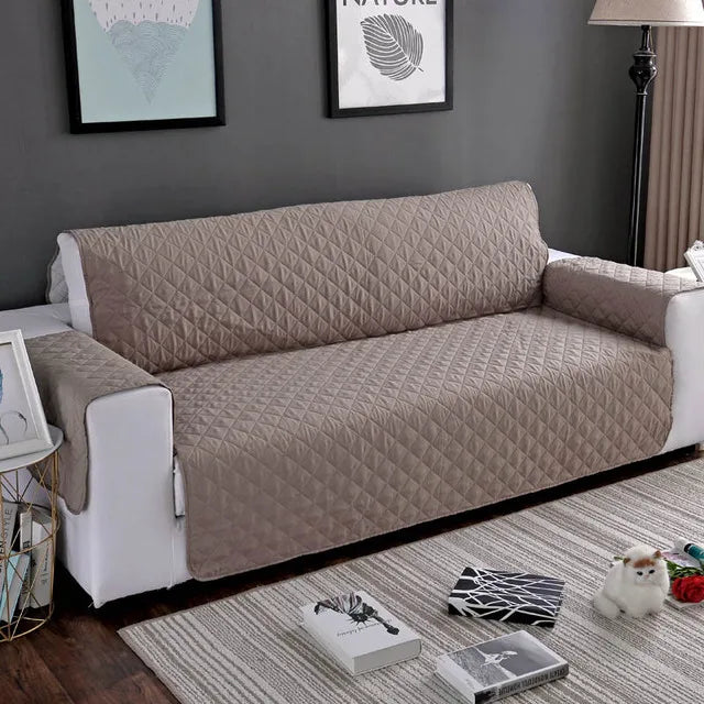 Xinlan Solid Reversible Waterproof Sofa Cover Furniture Protector Anti-Slip Protect Pets Kids Children Dog Cat Sofa Cover