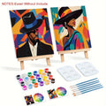 2pcs Adult-Friendly DIY Painting Kit Framed Pre-Drawn Canvases with Colorful Paint and Sip Cartoon Style Fun Party Kits
