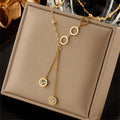 Wholesale 316l Stainless Steel Fashion Simple Luxury Tassel Diamond Roman Numerals Circle Pendant Necklace