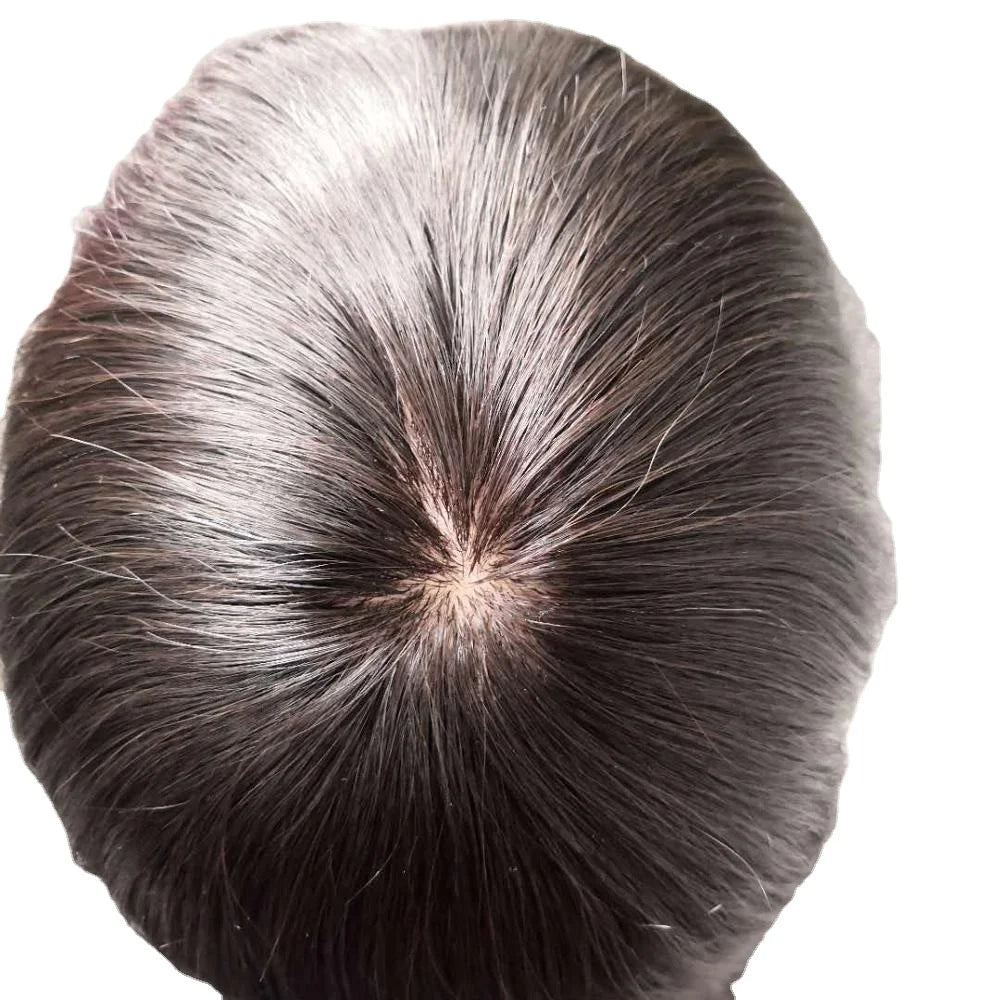 LONGFOR Silk Base Lace Front Wigs Hair Virgin Human Hair Toupee Injection Breathable Top Natural for Men INDIAN Hair Straight