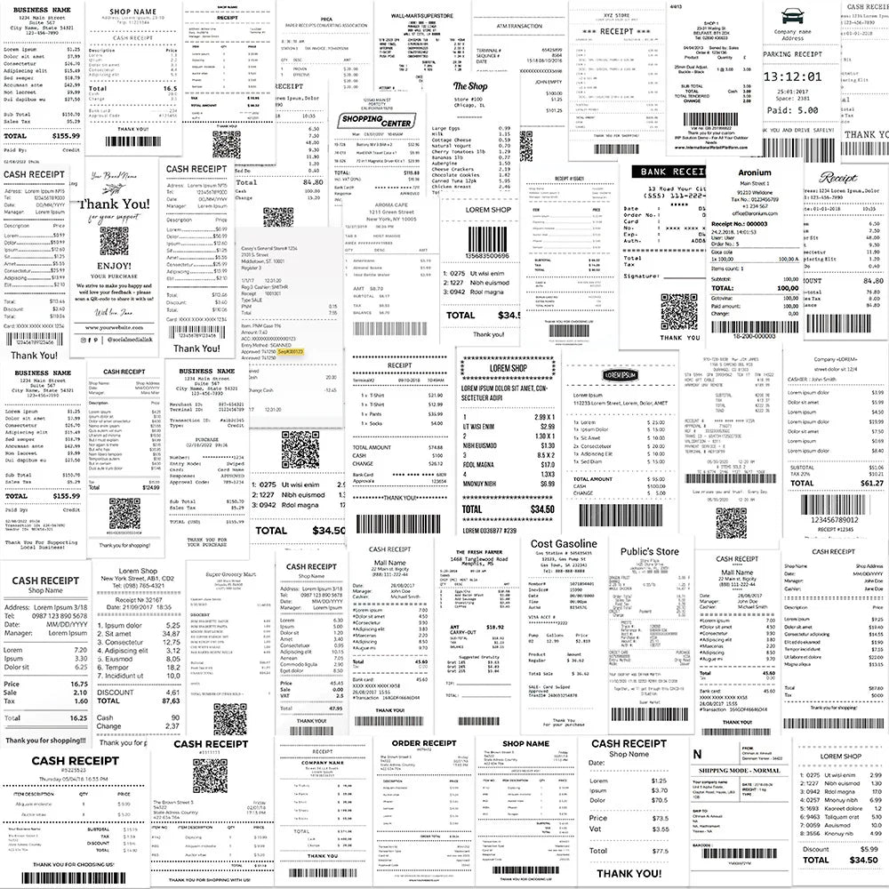 50PCS Creative tide black white label consume shopping transaction ticket receipt decorative sticker