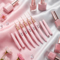 International Sizes Nail Art Pink Metal Handle Nail Art UV Gel Paint Brush Thin Liner Brush Striping Brush