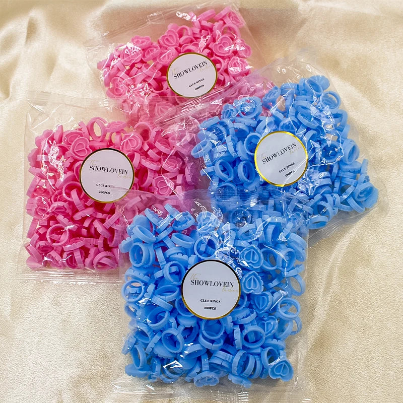 Cute Lash V Shaped Glue Rings Bulk Glue Holder Heart Gold Eyelash Glue Rings Pastel Colors