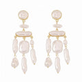 New Arrival Pantera Big Vintage Earring Statement Gold Zinc Alloy with Baroque Pearls Stud Earrings