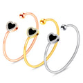 Lucky Charm Women Bracelet Stainless Steel Jewelry Adjustable Accessories Heart Stainless Steel Cuff Bracelet