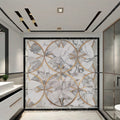 Modern Polished Parquet Flower Shape Natural Stone Carrara White Marble Mosaic Tile Interior Hotel Mall Wall Art