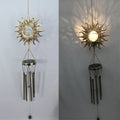 Winds Chime for Outside Solar Deep Tone Windchime LED Light - Unique Copper Moon Wind Chime Metal Hanging Outdoor Decor