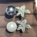CAOSHI Wholesale Price 925 Silver Plating Women Opening Grey White Pearl Adjustable Free Size Flower Cocktail Rings Design