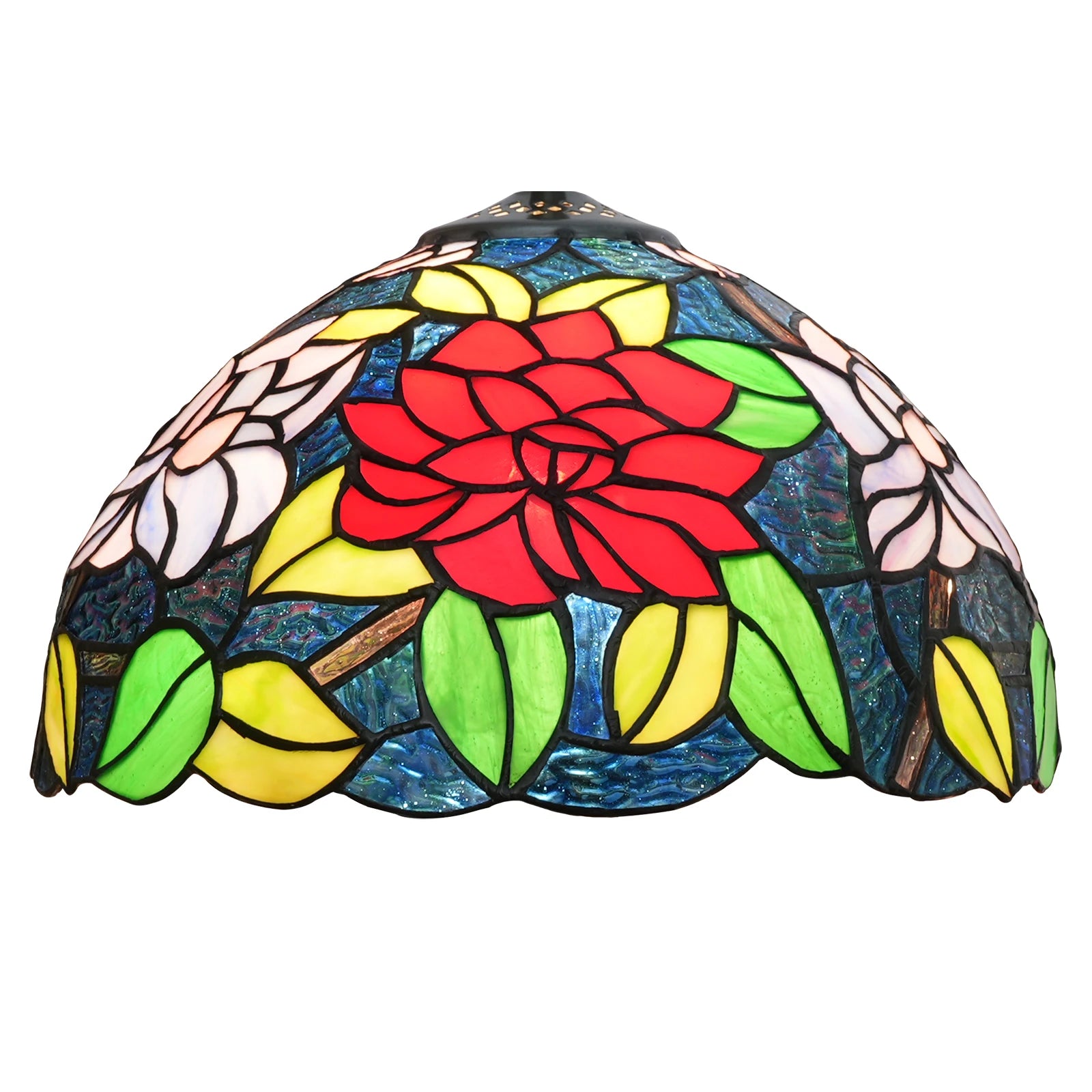 12-Inch Red Rose Lamp Shade Replacement Only Tiffany Style Stained Glass Lampshade Retro Handmade Lampshades Accessories