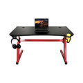 Heavy-Duty PC Gaming Desk with Wood Top & Steel Frame Adjustable Height I-Shape Design Supports PC Tower & Gaming Accessories