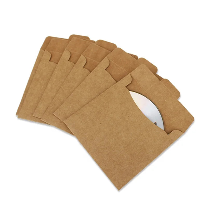 Ready to Ship Thick Quality 250 Gsm Brown Kraft Paper Packaging Sleeve for DVD or CD UV Coating Printing Portable
