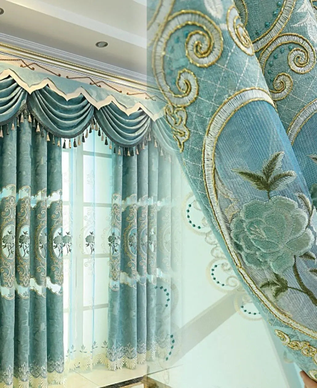 Luxury Embroidered Fabric Wholesale Window Curtain Valance
