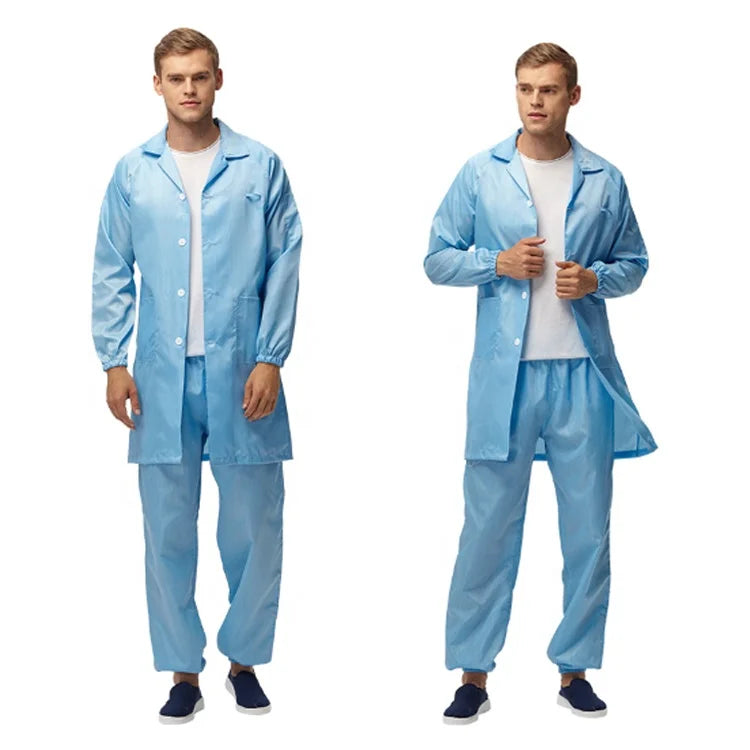 H-1104 Unisex ESD Antistatic 100% Polyester Dust-proof Cleanroom Lab Coat