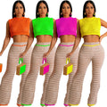 Summer in Stock Hot Sale Linen Crop Top Sweat Pants Outfits Women Two Piece Set