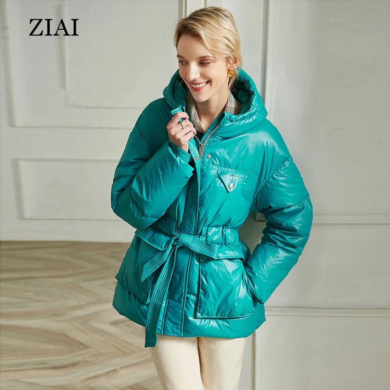Simple Hooded Down Jacket Women Winter Clothes Fashion Age-reducing Western-style Thinner Jacket