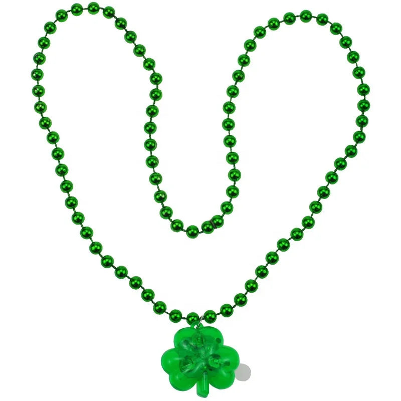 St.Patrick's Day Light up Shamrocks Earrings  Green Color Necklace Irish Party Supply