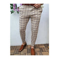 Wholesale Men's Casual Slim Fit Pants Skinny Stretch Dress Slacks Men Checkered Business Casual Pants