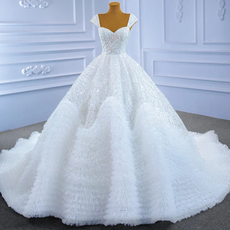 Guangzhou Auyan 2024 Super Fairy Wedding Out Yarn High Waist Long Train Bride Solo Pompous Dress Party Dress