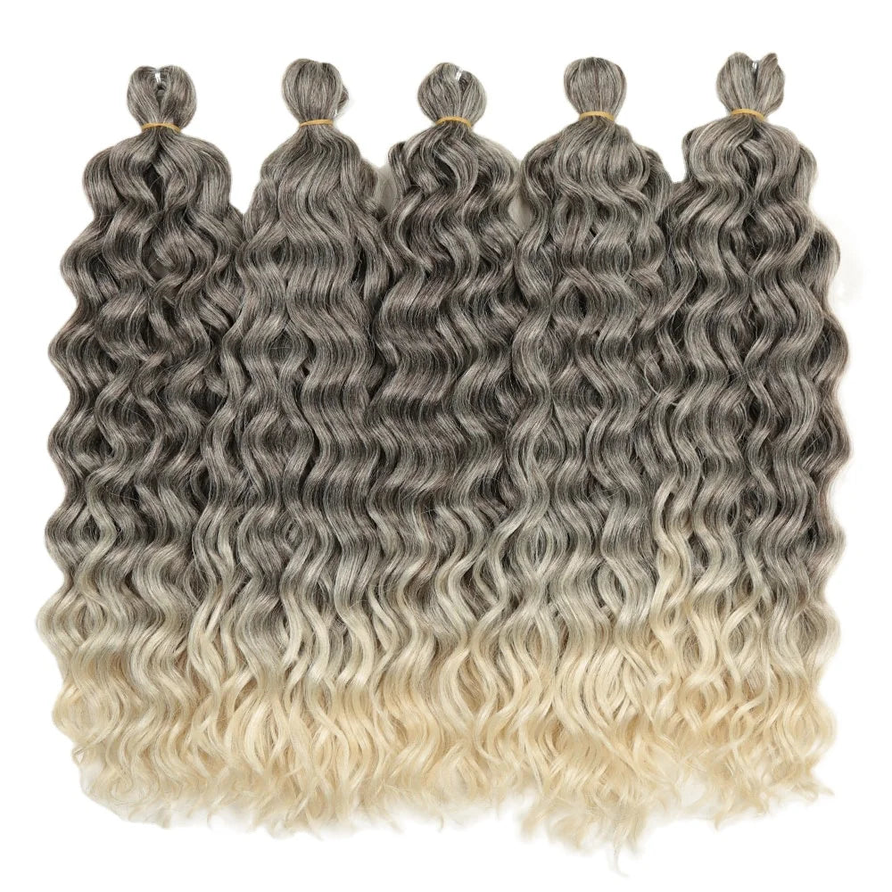 18inch 24Inch Ocean Wave Crochet Braid Hair Hawaii Afro Twist Curls Deep Wavy Premium Synthetic Braiding Hair Extensions