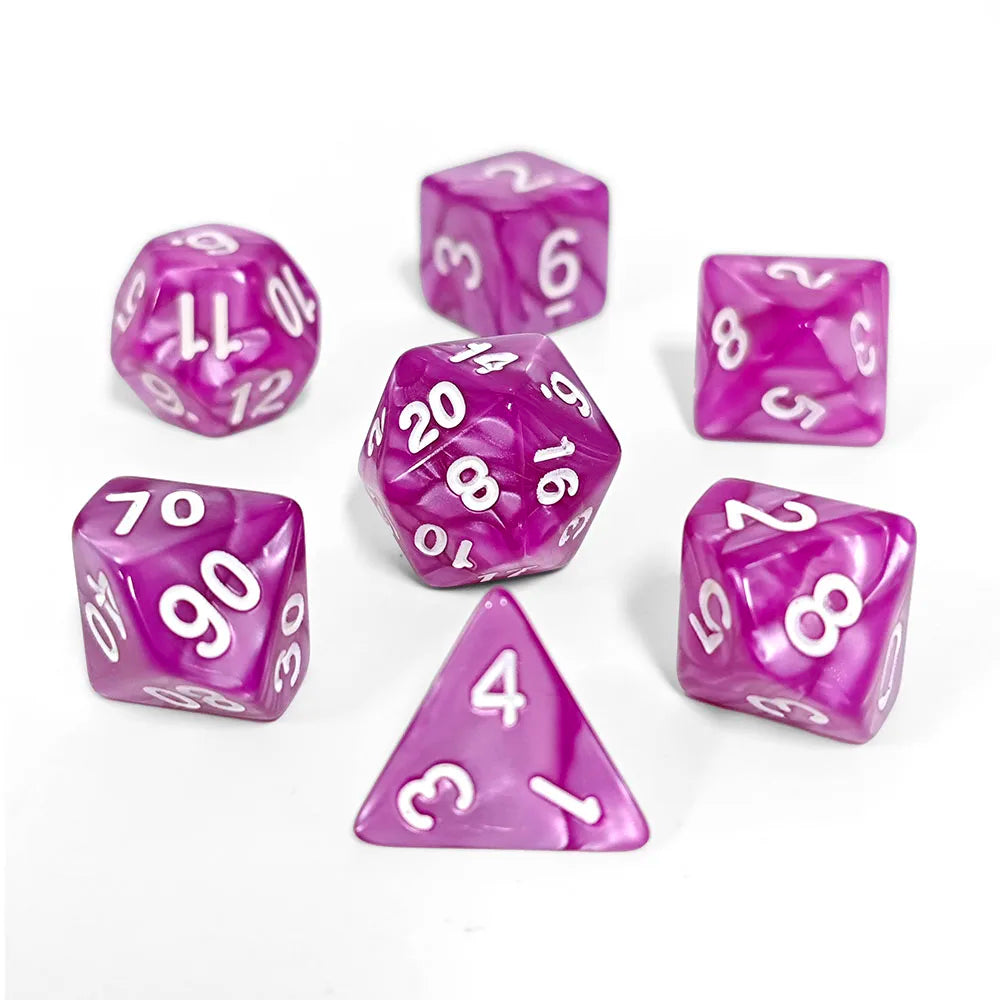 HS Pearl Polyhedral Acrylic DND Dice Set for Board Games and Dungeons and Dragons Plastic Dice with Unique Design