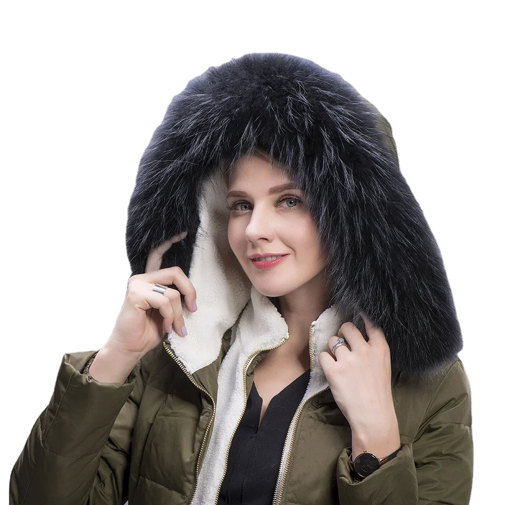 MWFur Raccoon Fur Hood Trim Scarf Big Fur Collar Raccoon Fur Collar Scarf for Women Lady Girls