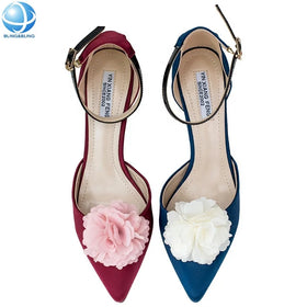 Customized Color Shoe Brooch Non-woven Flatback Flower Shoe Ornament Removable Shoe Clip for Women High Heels Sandal Accessories