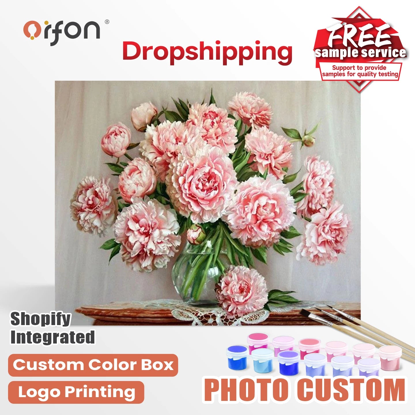 ORFON Dropshipping Flower Paint by Numbers Kit for DIY Beginners Wholesale Painting by Numbers Kit for Home Decor