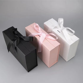 Luxury Magnetic Cardboard Perfume Gift Box Cosmetics Clothing Magnetic Folding Box Packaging With Ribbon Bow