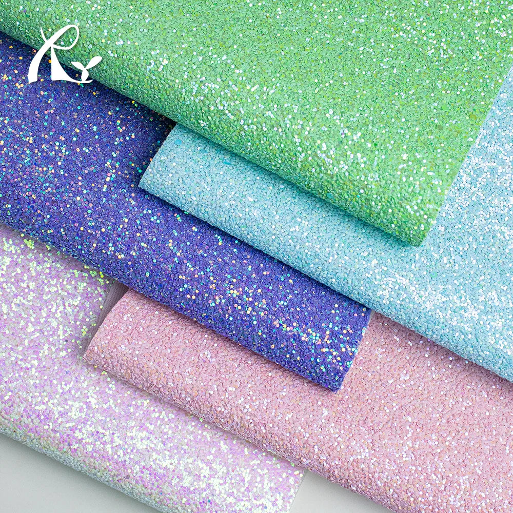 Stock Chunky Glitter Vegan Rexine PU Leather Fabric Sheets Shiny Anti-Mildew Abrasion-Resistant Decorative Shoes Crafting DIY