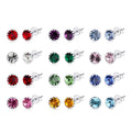 Jiangyuan Fine Silver Jewelry Classical Birthstone Earrings Stud 925 Sterling Silver Jewelry Colorful Zircon Earrings for Women