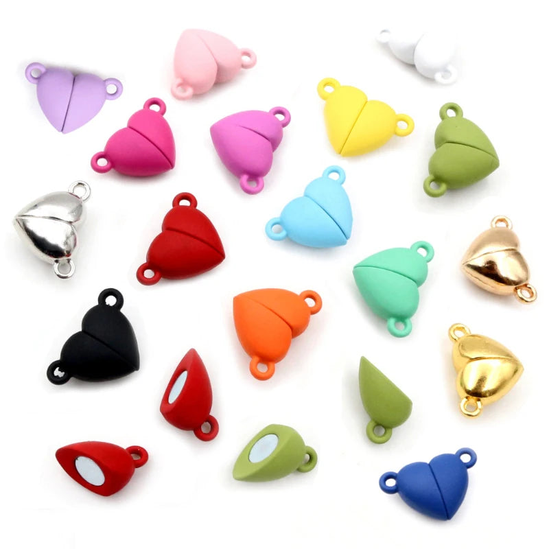 5set Love Heart Shaped Connected Clasps Beads Charms End Caps for DIY Couple Bracelet Necklace Making Jewelry
