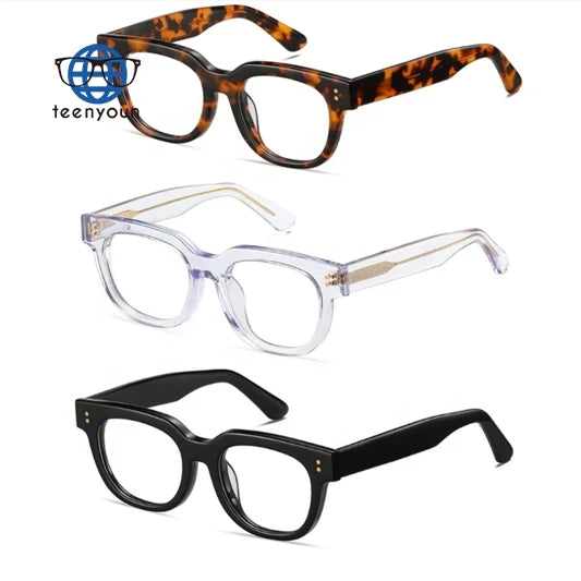Teenyoun Transparent Round Glasses Nerd Female Popular Honey Tortoise Spectacle Frames Square Frame Acetate Eyewear