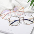 Sunbest 8013 High Quality Vintage Round Metal Frame Eyeglasses Gold Anti-Blue Light Optical Glasses for Women
