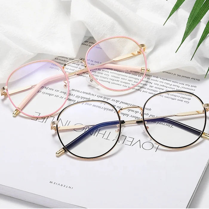Sunbest 8013 High Quality Vintage Round Metal Frame Eyeglasses Gold Anti-Blue Light Optical Glasses for Women