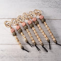 Name Wood Silicone Bead Keychain Custom Mama Beaded Keychain Gift Bag Backpack Accessory Tongxin Valentine's Day Mother's Day