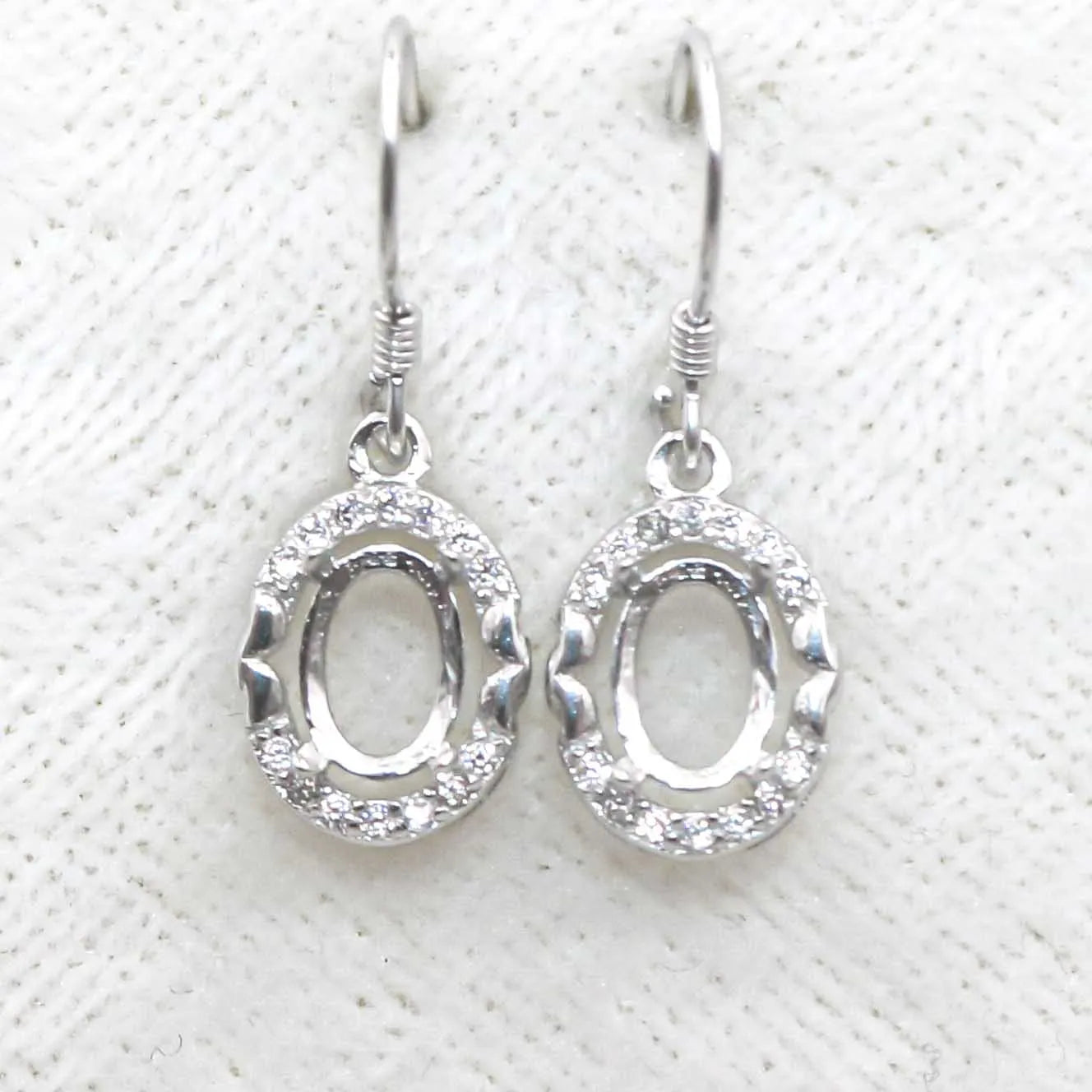 Sterling Silver 5*7mm Semi Mount Hook Earrings Empty Support Blank Claws Setting S925 Base Without Center Stone for DIY Inlay