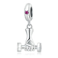 100% 925 Sterling Silver Fashion Fitness Dumbbell Sport Pendant Charms Fit Original Bracelet Bangle Fine S925 Jewelry SCC2278