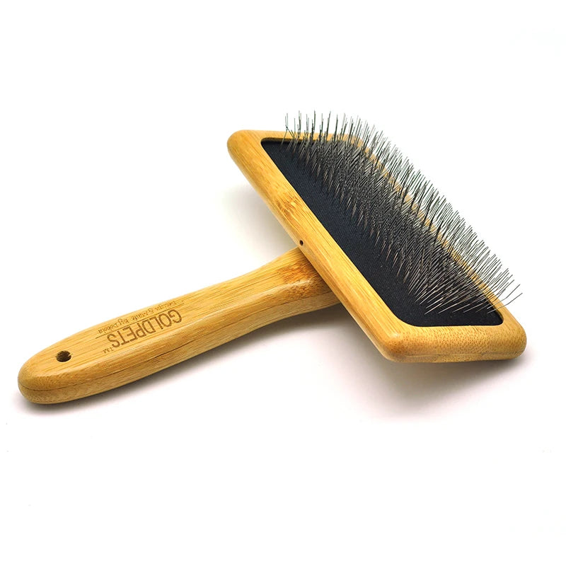 Baoli Oem Cepillo De Gato M 92x150mm 57g New Deshedding Tool for Remove Tangles and Knots Self Cleaning Bamboo Pet Brush