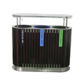 Outdoor Multi Compartment Wood Garbage Receptacle Trash Can Outside Street Large Capacity Recycle Waste Bin Public Dustbin
