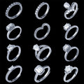 Ss925 Sterling Silver Ring Plated White Gold Fashion Adjustable Size Moissanite Ring for Lady